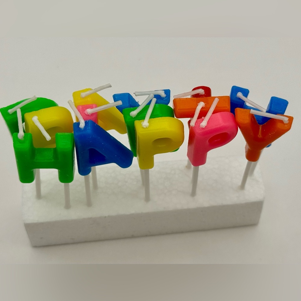 Colorful Happy Birthday Letters Candles - 3 Sets - Picture 5 of 5